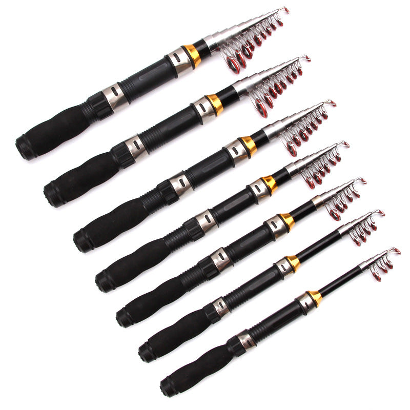 altralight telescopic fishing rod Portable Fishing Tools Superhard Telescopic Rock Fishing Rod Pole Father's Day Gift, Black / 0.67 inch